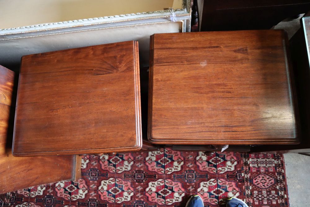 A pair of Willis & Gambier walnut three drawer bedside chests, width 50cm depth 40cm height 66cm